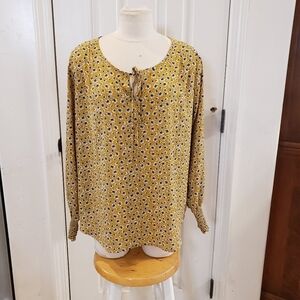 Pleione Tie Front Floral Blouse size Large